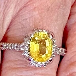Gorgeous Real Yellow Sapphire 14K solid gold & diamond ring w/authentication